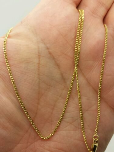 14k Solid Yellow Gold Gourmette Miami Cuban Necklace Pendant Chain 1.5mm 16-24" 
