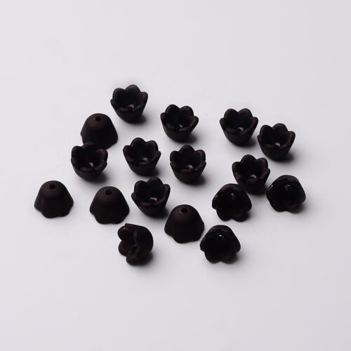 100pcs Transparnet Acrylic Flower Beads Smooth Frosted Loose Bead Cap Craft 10mm 