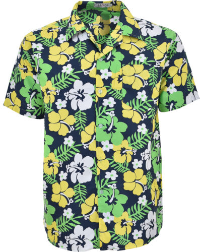Mens Hawaiian Shirt Surf Floral Beach Holiday Dance Print Stag Party Rockabilly