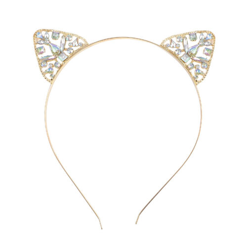 Girls Metal Rhinestone Cat Ear Headband Hair Band Costumes Party Cosplay Jewelry 