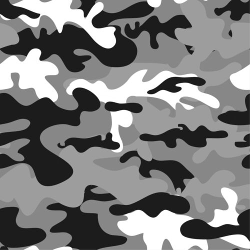 Baumwollstoff print camouflage schwarz weiß Schneetarn Tarnfleck 