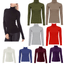 WOMENS LADIES COTTON RIBBED POLO TURTLE HIGH ROLL NECK LONG SLEEVE TOP SIZE 8-14