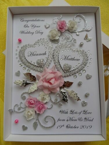 Anniversary Card with GIFT BOX Handmade Personalised 3D Luxury Wedding Day