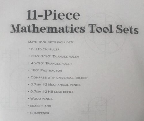 2 x 11-Piece BAZIC Mathrmatics Geometry Tool Set Protractor Compas Ruler Pencil