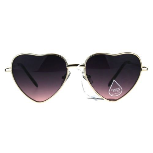 Festival Heart Sunglasses Metal with Color Gradient Lens Fun Novelty Accessory