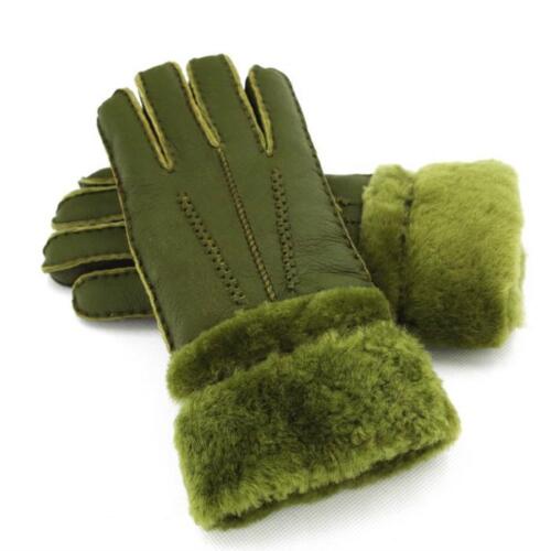 Women Warm Woolen Real Leather Lovely Sheepskin Leather Gloves For Ladies 