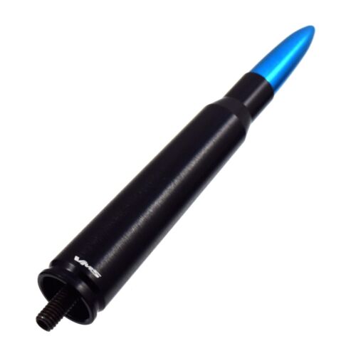 Fits Most 93-19 Toyota TRD Black With Blue Tip Caliber Bullet Stubby Antenna 