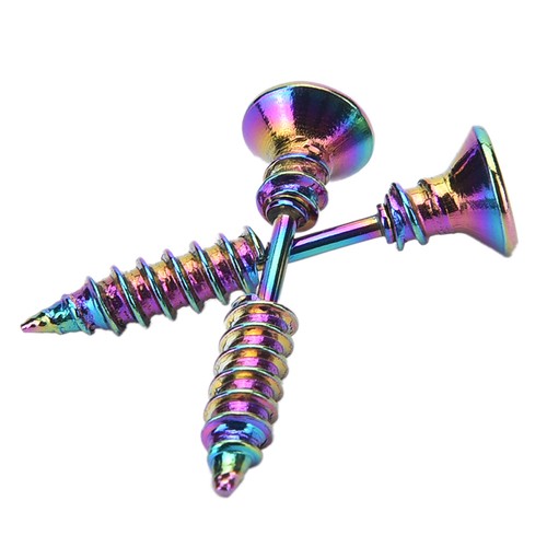 2x Schmuck Punk Style Damen Herren 316L Edelstahl Schraube Ohrstecker ^