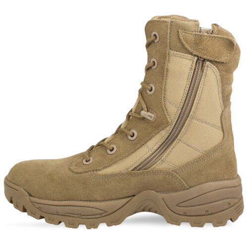 Mil-Tec Double Side Zip Tactical Combat Army Military Desert Boots Tan ALL SIZES