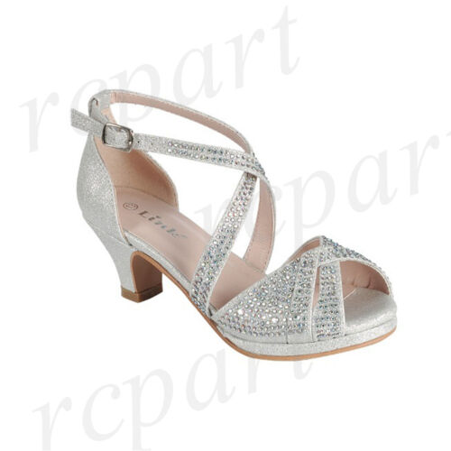 New girl buckle closure dress shoes open toe special occasion formal Silver