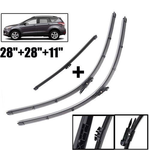 3Pcs Front /& Rear Window Windshield Wiper Blades For Ford Escape //Kuga 2012-2017