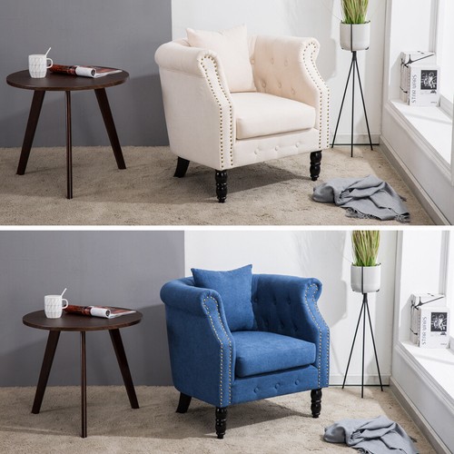 Accent Fireside Chair Soft Fabric Sofa Rivet Design Armchair European Style Legs