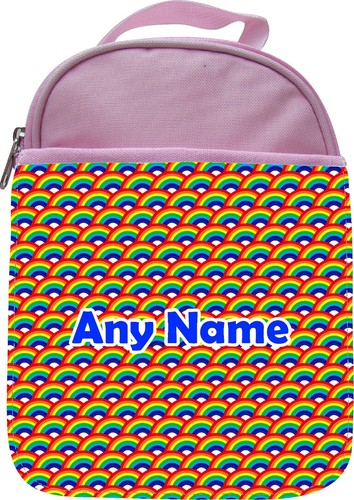 PERSONALISED RAINBOW BOUNCE PRINT KIDS SCHOOL INSULATED LUNCHBOX LUNCHBAG