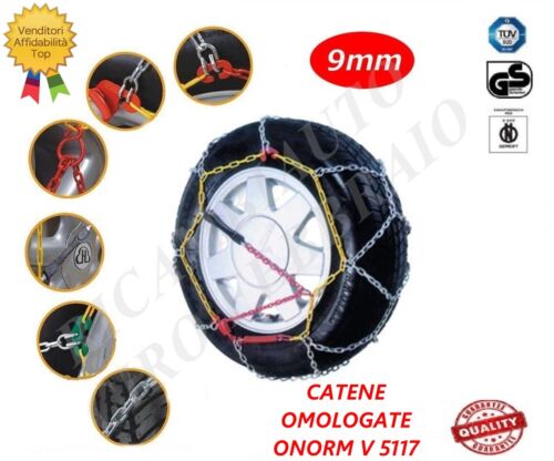 ONORM V5117 RENAULT MEGANE III COUPE/' GOMME  205//50R17 Catene da neve  9mm Om
