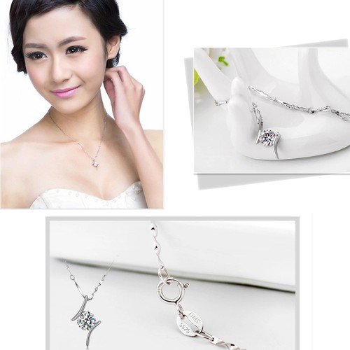 Subtle Women/'s 925 Silver Crystal Rhinestone Pendant Sophisticated Necklace