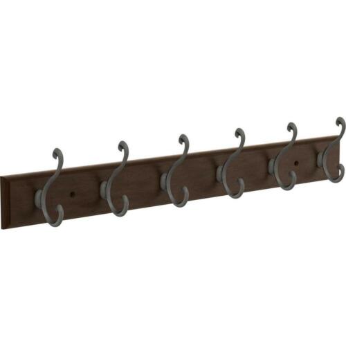 Franklin Brass Scroll 24 in Cocoa and Soft Iron Hook Rack 