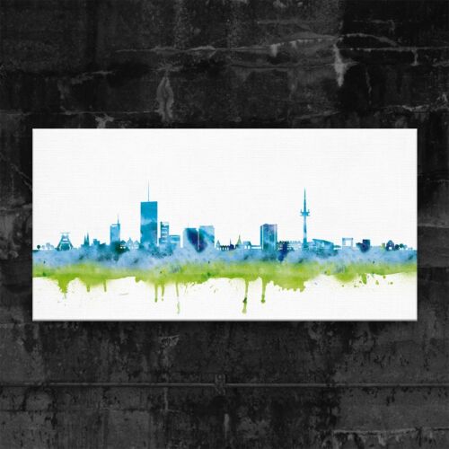 Panorama Wandbild von Essen Skyline Blau Kunstdruck Leinwand div.Größen
