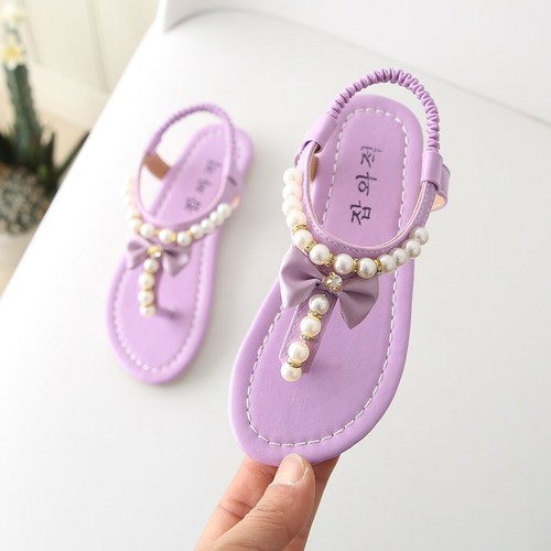 Verano Del Niño Infante Niños Bebé Niñas Moño Perla Princesa Sandalias Zapatos