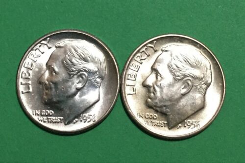 Roosevelt SILVER Dimes 2 Details about  / Lot of Two 1956 P-D Choice BU