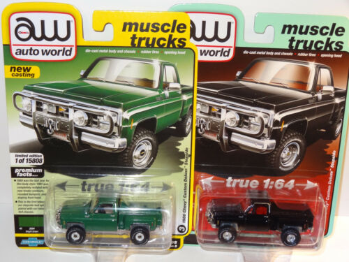BLACK Details about   AUTO WORLD 1980 CHEVY CUSTOM DELUXE C10 STEPSIDE 2 TRUCK SET GREEN 