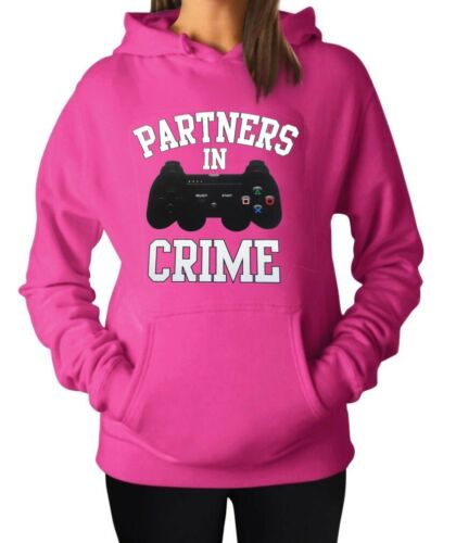 Hoodies Couple Partners in Crime Beer Weed Pizza Games Guns Sweatshirts Matching