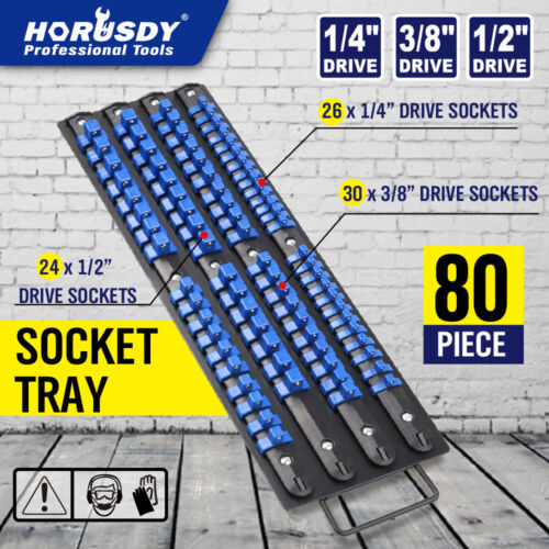 80 Industrial ABS Mountable Socket Storage Rail Rack Holder Organize 1/4 3/8 1/2 