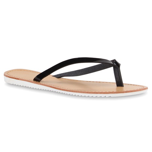 Damen Zehentrenner Beach Schuhe Lack Flats Sandalen 76807 Trendy