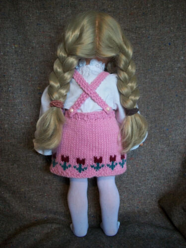 18" Doll Knitting Pattern will fit American Girl Tulip Jumper and Tote 