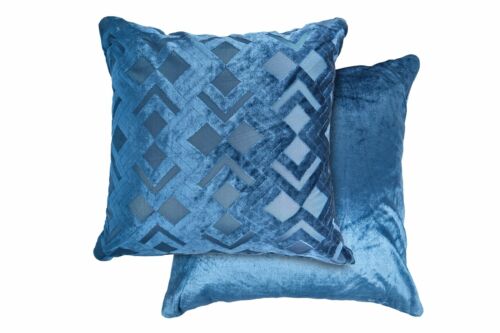 43cm Geometric Velvet Suede Touch Cushion Covers or Filled Cushions 17/"