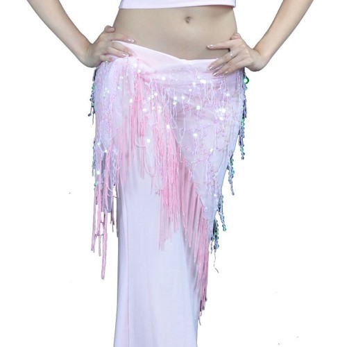 TRIANGLE BELLY DANCE HIP SCARF WRAP BELT DANCER SKIRT COSTUME SEQUINS COSTUME UK