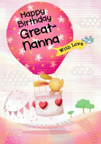 cute GREAT-NANNA glitter birthday card great nanna 2 x cards to choose from!