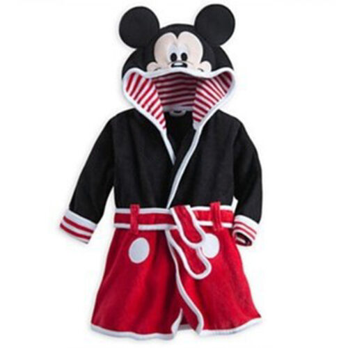 Baby Kid Boy Girl Mickey Minnie Mouse Pajamas Hoody Bathrobe Sleep Dressing Gown 