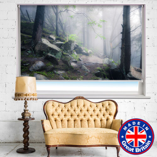 Fog through the woods Printed Picture Photo Roller Blind Blackout Remote opt