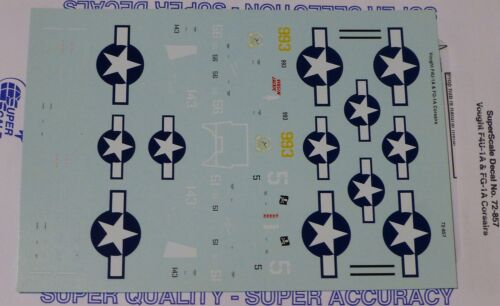 Microscale Decal 1:72 Scale #72-857 Vought F4U-1A /& 1A Corsairs