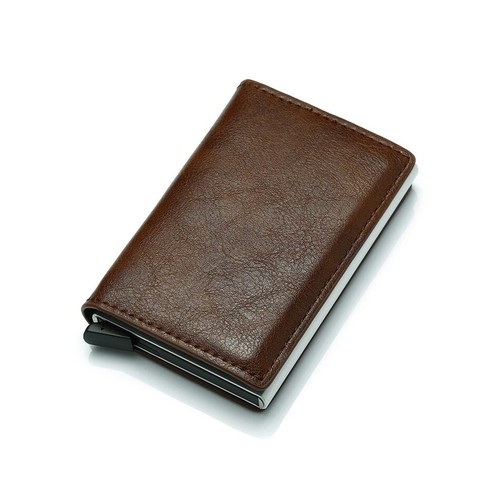 NEW Leather Wallet Anti Wallet Men Money Bag Slim Mini Purse Male Aluminium