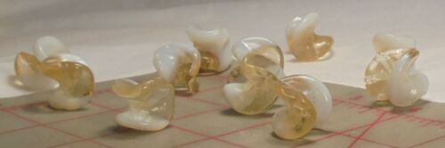 6 Jonquil & White Double Fold Hand Made Glass Beads  Large 15mm  3/4" 