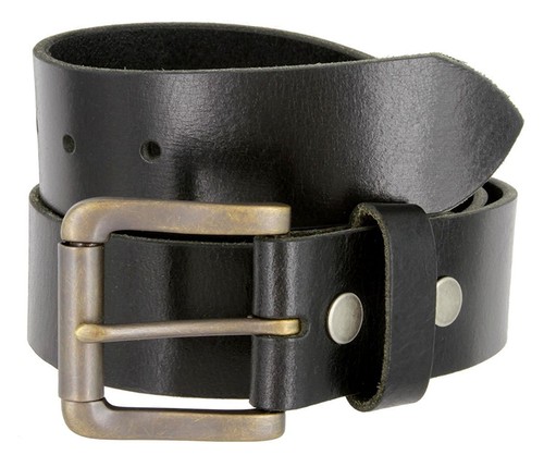 Hagora Men 1.5/" Wide Full Grain Genuine Buffalo Leather Roller Buckle Belt