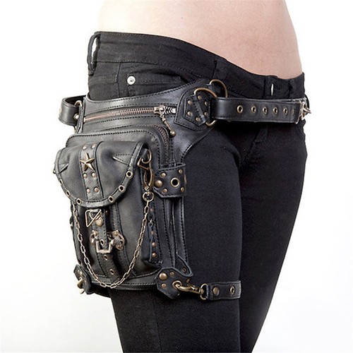 leder taille packen motorrad tasche steampunk retro pu fahrer reisen bein