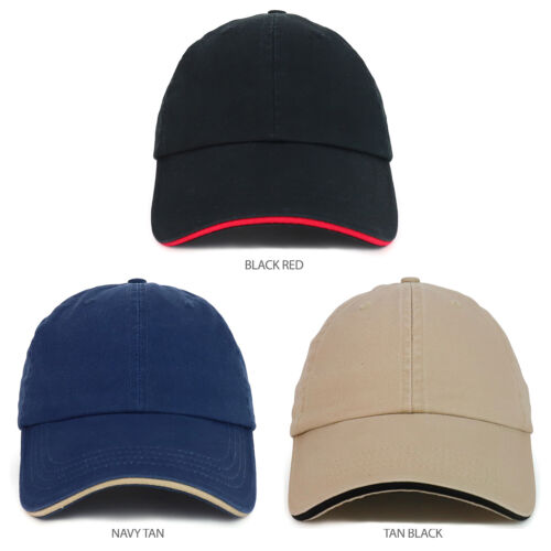 Made in USA Unstructured Cotton Washed Sandwich Bill Baseball Cap FREESHIP 