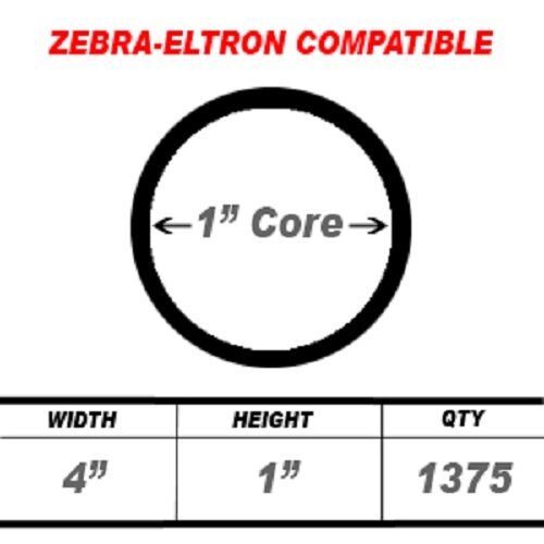 4 Rolls 1375 Labels 4x1 4" x 1" Direct Thermal Zebra Eltron Labels LP2844 LP2442 