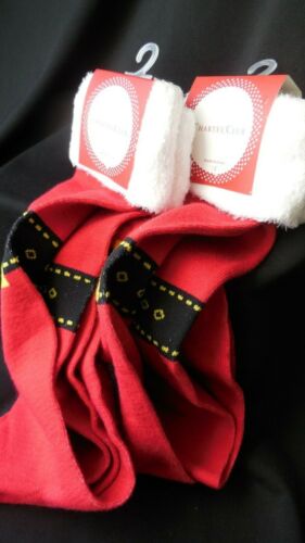 NWT 2 Pairs Charter Club Women's Santa Buckle Up Christmas Socks 