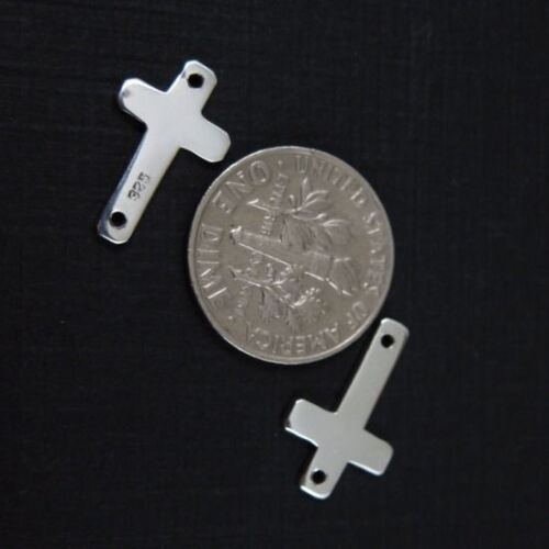 Silver Cross-Sterling Silver Sideways Cross-Smooth Silver Connectors-16x10 mm 