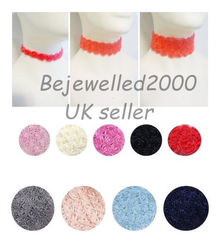 chic retro bridal wedding party women 50mm 3D rose lace collar choker necklace