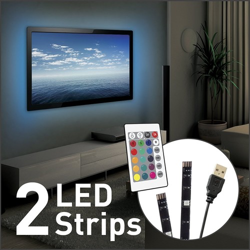 LED Back Light Kit 32-80in TV USB Ambient Moodlight Flatscreen Colored w Remote!