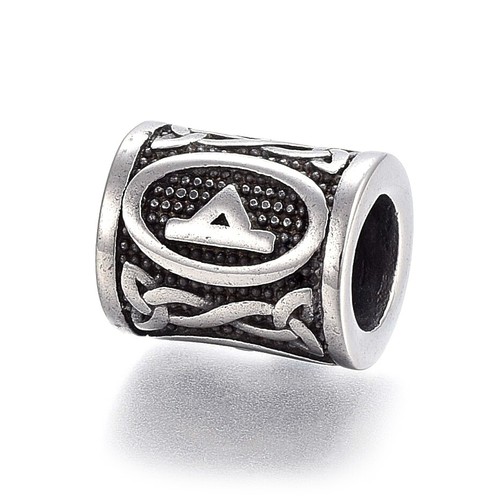 10x Random 304 Stainless Steel Vikings Runes Beads Large Hole Loose Spacers 16mm