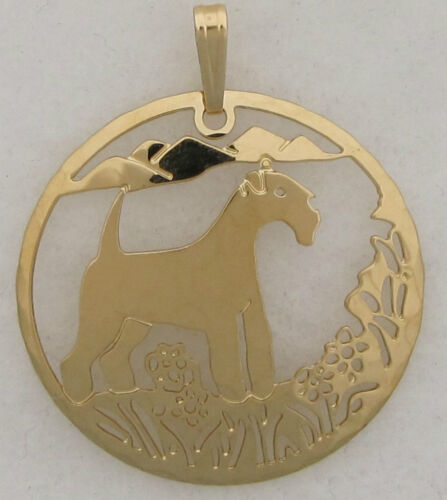 Lakeland Terrier Jewelry Gold Scene Pendant