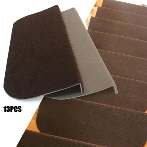 Details about   13Pcs Non Slip Stair Treads Carpet Rugs Protection Cover Mats Stair Step Pad 
