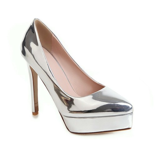 Details about / Women Shiny Color Platform 11.5cm High Heel Slip On Dinner Court Pumps Shoes New