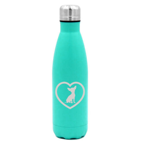 17 oz Double Wall Vacuum Insulated Stainless Steel Water Bottle Chihuahua Heart 