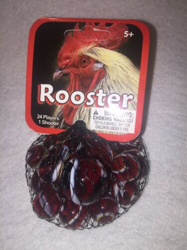 1 shooter /"ROOSTER/"  MEGA MARBLES Glass NIP 24 players